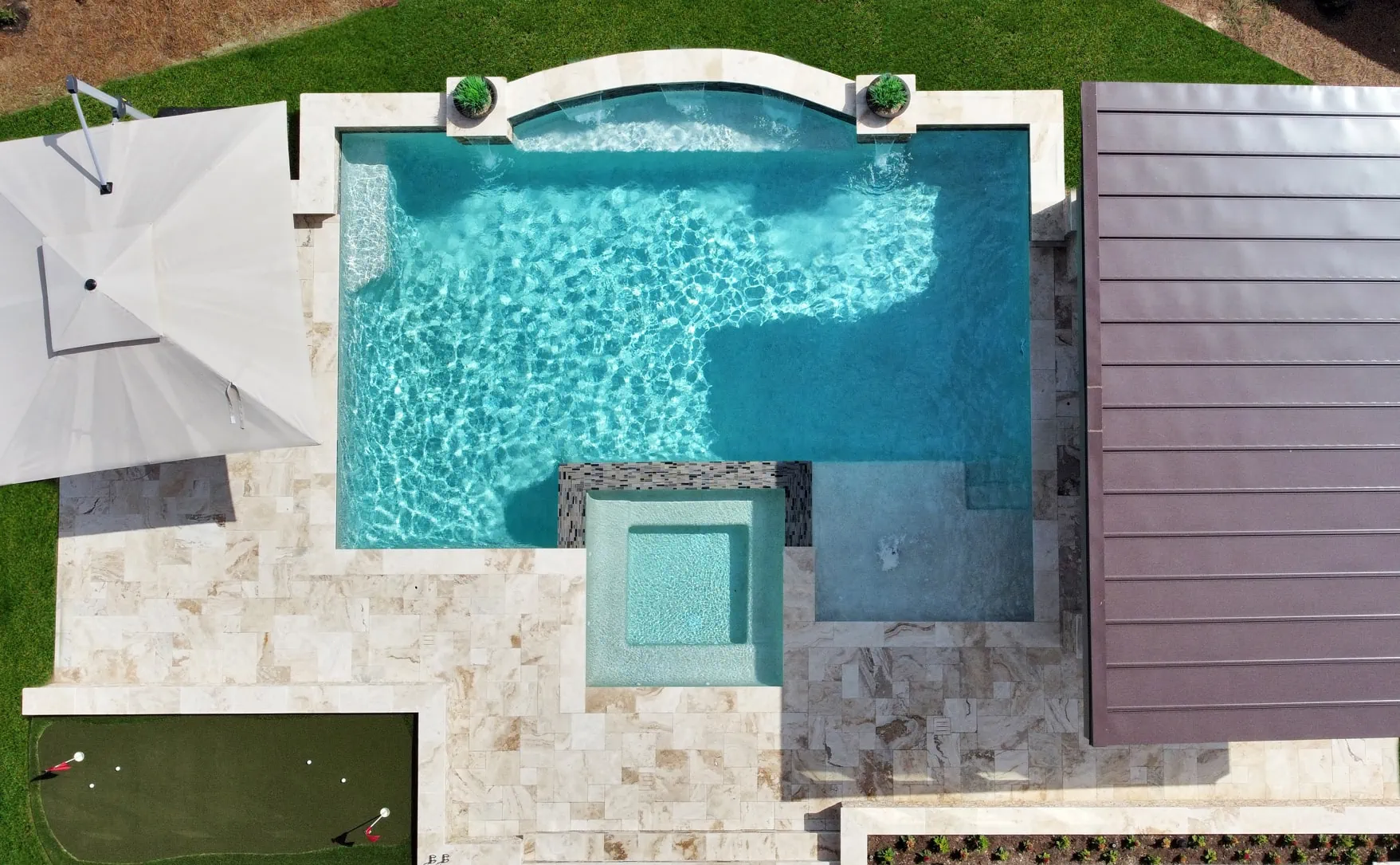 Aerial view of new swimming pool